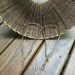 Pair of Vintage Rattan Lamp Shades 12 Tall Tapered Woven Wicker