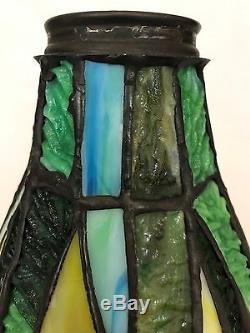 Pair of Vintage Stained Glass Floral Lamp Shade Colorful Lilies Tiffany Style