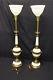 Pair Of Vintage Stiffel Hollywood Regency Brass & Enamel Lamps, Glass Shades 38