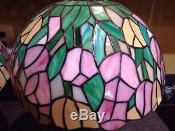Pair of Vintage Tiffany Style Lamps With Stained Glass Shade