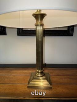 Pair of Vtg Lamps Column Neoclassic Brass Loop Finials 2 Bulbs Each NO SHADES