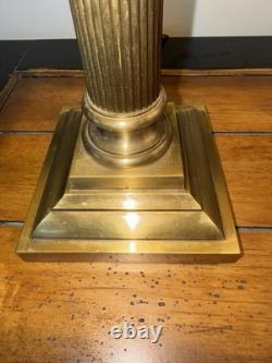 Pair of Vtg Lamps Column Neoclassic Brass Loop Finials 2 Bulbs Each NO SHADES