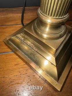 Pair of Vtg Lamps Column Neoclassic Brass Loop Finials 2 Bulbs Each NO SHADES