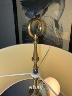 Pair of Vtg Lamps Column Neoclassic Brass Loop Finials 2 Bulbs Each NO SHADES