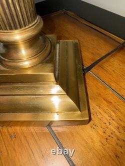 Pair of Vtg Lamps Column Neoclassic Brass Loop Finials 2 Bulbs Each NO SHADES