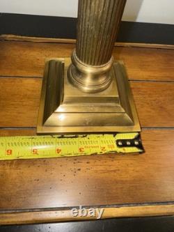 Pair of Vtg Lamps Column Neoclassic Brass Loop Finials 2 Bulbs Each NO SHADES