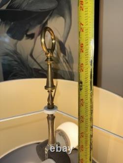 Pair of Vtg Lamps Column Neoclassic Brass Loop Finials 2 Bulbs Each NO SHADES