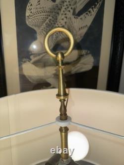 Pair of Vtg Lamps Column Neoclassic Brass Loop Finials 2 Bulbs Each NO SHADES