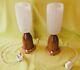 Pair Of Vintage Mid Century Danish Teak Bedside Table Bottle Lamps With Shades