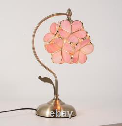 Pink Flower Cluster Glass Lampshade, Creative Reading Desktop Mini Table Lamp, New