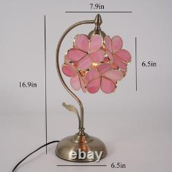 Pink Flower Cluster Glass Lampshade, Creative Reading Desktop Mini Table Lamp, New
