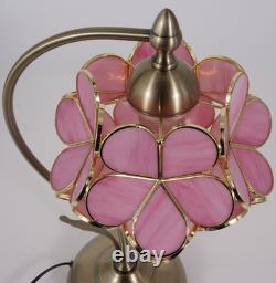 Pink Flower Cluster Glass Lampshade, Creative Reading Desktop Mini Table Lamp, New