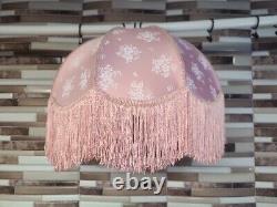Pink Silk White Flower Lamp Shade 16w 13t Rope Vintage Nice Used Tassles
