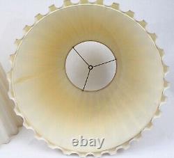 Pleated Fabric Large 21.5 x 16 Vintage 60's Empire Lamp Shade Pair Marbro Era