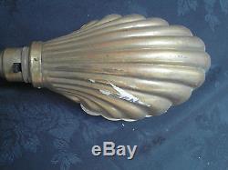 Pr Vintage Brass Angle Point Shell Shade Lamps