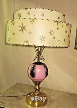 Pr Vintage Midcentury Era Majestic 2tiered Fiberglass Shades Atomic Table Lamps