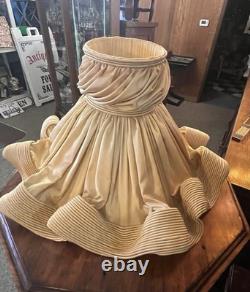 Queen 21Antique GOLD SATIN Vintage Boudoir Lampshade Ruffled AMAZING Art Deco