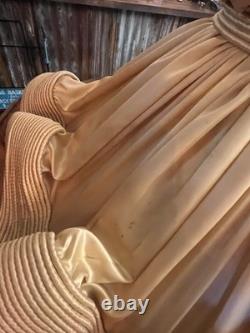 Queen 21Antique GOLD SATIN Vintage Boudoir Lampshade Ruffled AMAZING Art Deco