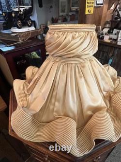 Queen 21Antique GOLD SATIN Vintage Boudoir Lampshade Ruffled AMAZING Art Deco