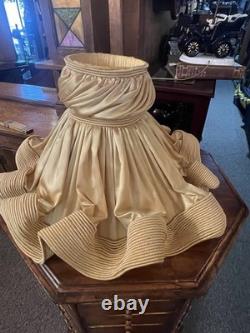 Queen 21Antique GOLD SATIN Vintage Boudoir Lampshade Ruffled AMAZING Art Deco