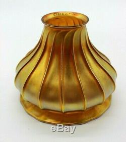 Quezal Original Vintage Art Glass Gold Iridescent Bell Lamp Shade Early 1900's