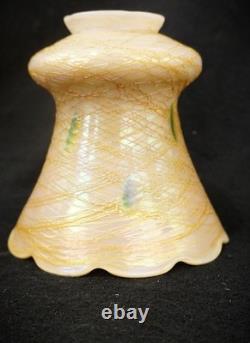 Quezal Style Gold Thread Aurene Lamp Shades, Hanging Hearts, Set of 3