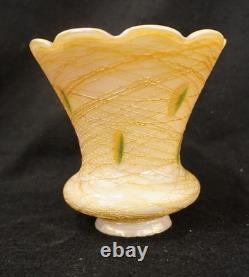 Quezal Style Gold Thread Aurene Lamp Shades, Hanging Hearts, Set of 3