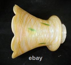 Quezal Style Gold Thread Aurene Lamp Shades, Hanging Hearts, Set of 3