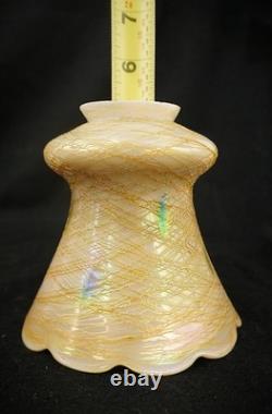 Quezal Style Gold Thread Aurene Lamp Shades, Hanging Hearts, Set of 3