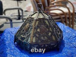 RARE Antique SLAG GLASS Lamp Shade 14x1414tall