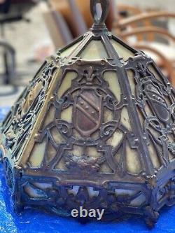 RARE Antique SLAG GLASS Lamp Shade 14x1414tall