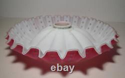 RARE French Art Deco Ruffled Cased Glass Hanging Pendant Lamp Light Shade 14+