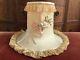 Rare Large Antique Vintage Silk French Net Lace Ribbon Work Flowers Lamp Shade