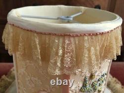 RARE LARGE Antique Vintage SILK FRENCH NET LACE RIBBON WORK FLOWERS LAMP SHADE