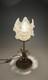Rare Louis Xvi Nouveau Mcm Bronze Table Lamp With A Flower Shaped Glass Shade