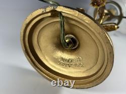 RARE Louis XVI NOUVEAU MCM bronze table lamp with a flower shaped glass shade