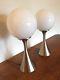Rare Original Vintage 1960's Laurel Lamps Tulip Base Pair With Glass Ball Shades