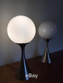 RARE Original vintage 1960's Laurel Lamps tulip base pair with glass ball shades