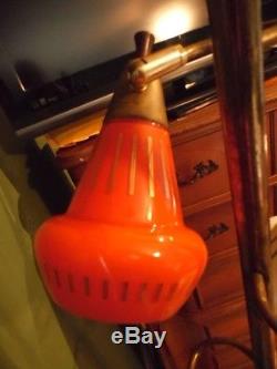 RARE VINTAGE MID CENTURY MOD RETRO POLE FLOOR LAMP ORANGE TURQUISE WHITE SHADES