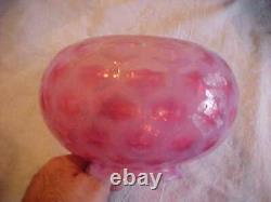 RARE Victorian CRANBERRY OPALESCENT HONEYCOMB Gas Kerosene FISHBOWL Lamp Shade