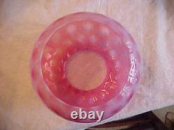 RARE Victorian CRANBERRY OPALESCENT HONEYCOMB Gas Kerosene FISHBOWL Lamp Shade