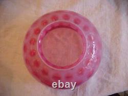 RARE Victorian CRANBERRY OPALESCENT HONEYCOMB Gas Kerosene FISHBOWL Lamp Shade