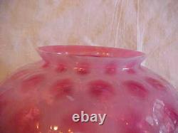 RARE Victorian CRANBERRY OPALESCENT HONEYCOMB Gas Kerosene FISHBOWL Lamp Shade