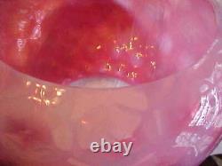 RARE Victorian CRANBERRY OPALESCENT HONEYCOMB Gas Kerosene FISHBOWL Lamp Shade