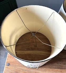 RARE! Vintage 50's Round 17 X 17.5 Silk Japanese Asian Hand Painted Lampshades