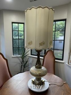 RARE Vintage Carl Falkenstein Lamp Hollywood Regency MCM Brass Marble +Shade