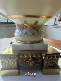 RARE Vintage Carl Falkenstein Lamp Hollywood Regency MCM Brass Marble +Shade