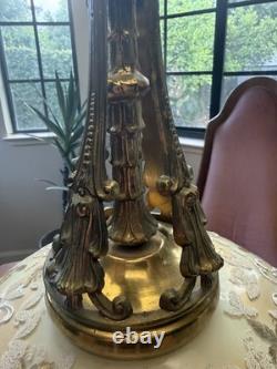 RARE Vintage Carl Falkenstein Lamp Hollywood Regency MCM Brass Marble +Shade