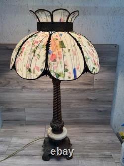 RARE Vintage Tiffany Style Leaded Confetti Glass Lamp Shade, Super Nice, READ