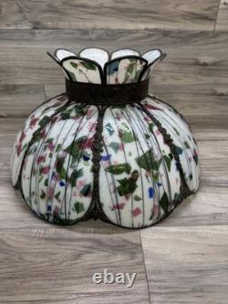 RARE Vintage Tiffany Style Leaded Confetti Glass Lamp Shade, Super Nice, READ